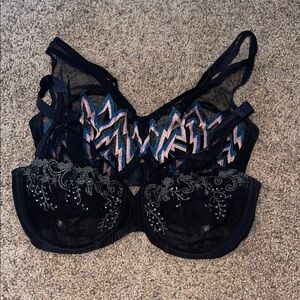 Simone Perele Black and Blue Embroidered Bras